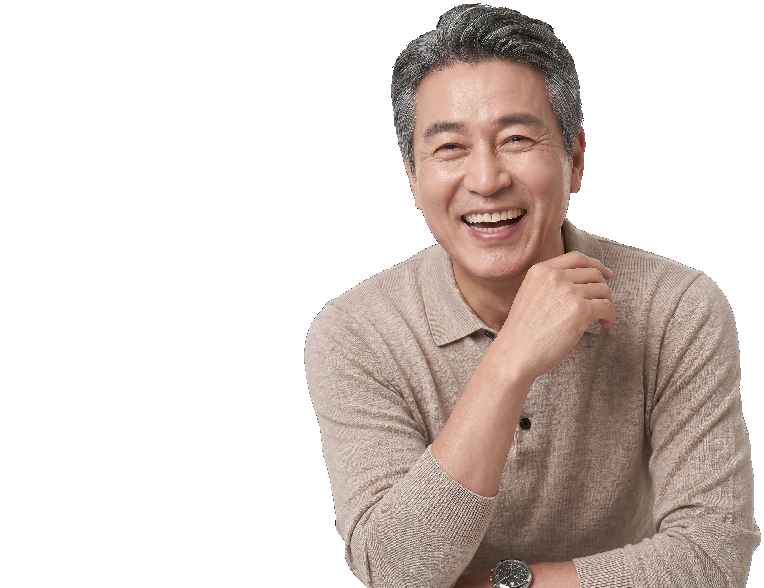 환하게 웃는 시니어 환자분의 모습